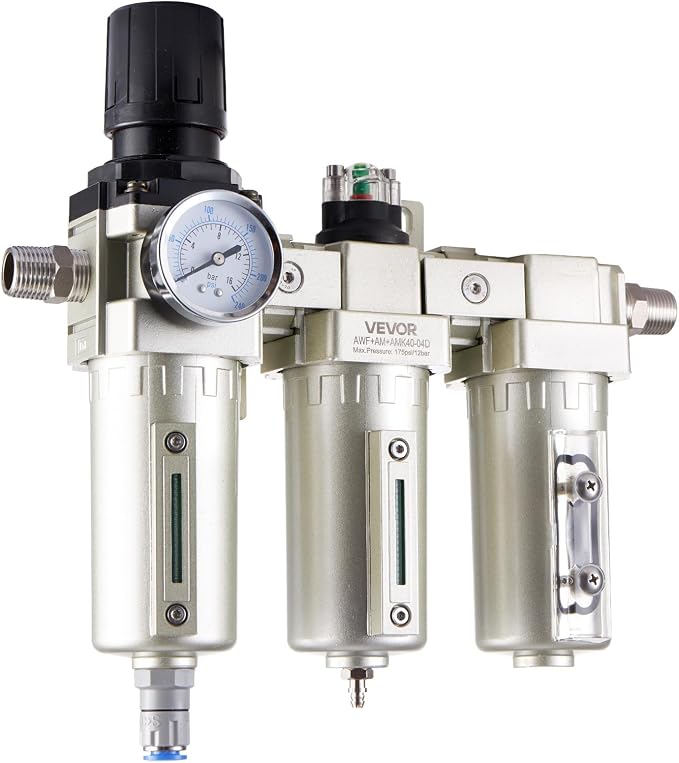 VEVOR Air Compressor Filter Regulator, 1/2" NPT 3-Stage 5μm & 0.3μm & 0.1μm Air by VEVOR