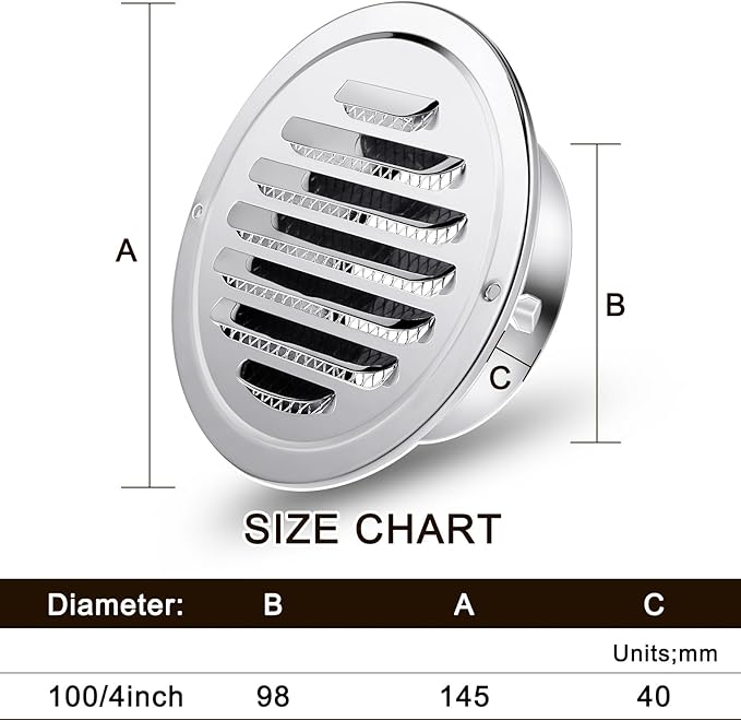 Zonon 12 Pcs Stainless Steel Soffit Vents 4 Inch Round Dryer Vent Cover - Image 3