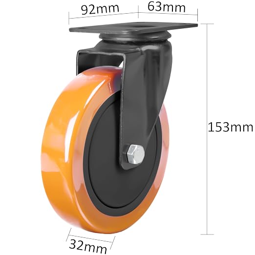 Finnhomy 5 Inch Caster Wheels Set of 4 Heavy Duty Plate Swivel Casters - Image 3