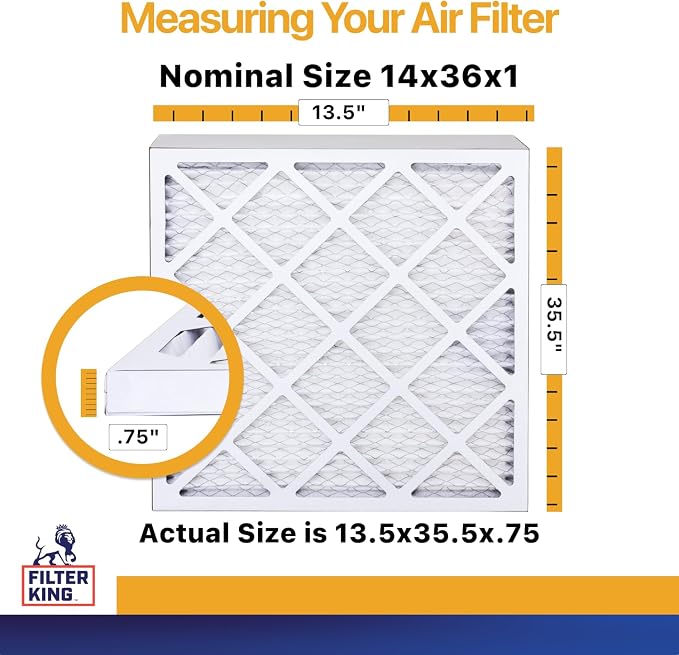 Filter King 14x36x1 Air Filter | 6-PACK | MERV 13 HVAC Pleated A/C Furnace - Image 2