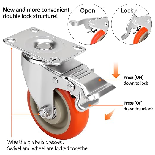 4 Inch Industrial Heavy Duty Swivel Caster Wheels - Image 2