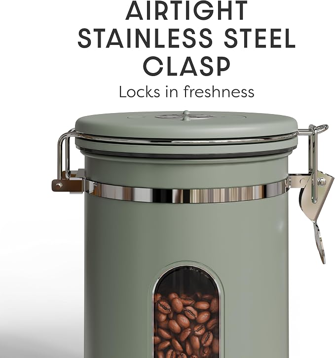 Veken Coffee Canister with Window, Airtight Stainless Steel Kitchen Food - Image 4