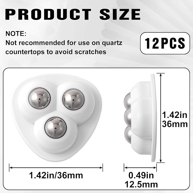12 Pcs Mini Caster Wheels, Self Adhesive Caster Wheels, 360° Swivel Appliance - Image 2