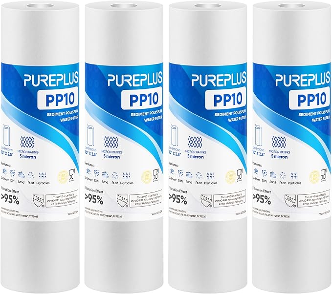 PUREPLUS 5 Micron 10" x 2.5" Whole House Sediment Home Water Filter Cartridge by PUREPLUS