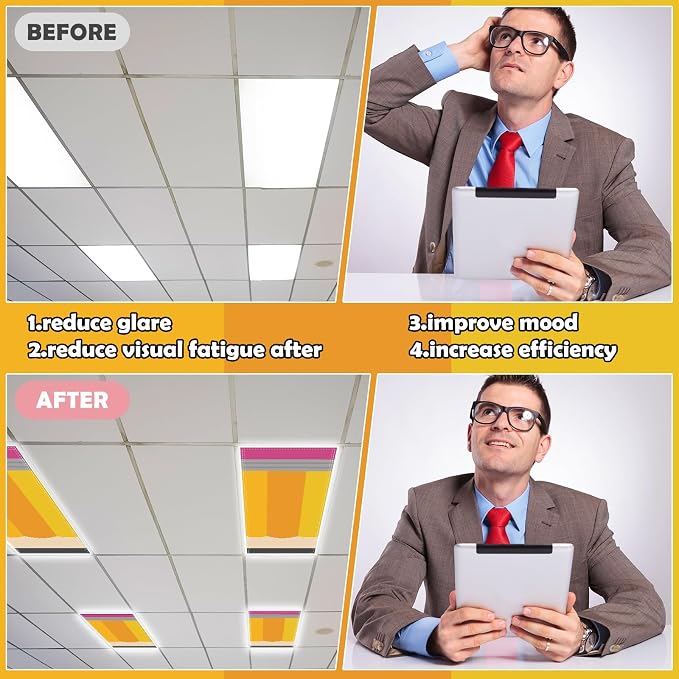 6Pcs Classroom Light Covers for Fluorescent Lights, Magnetic 2x4 FT Ceiling - Image 5