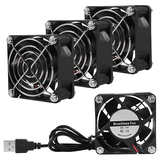 UMLIFE 4-Pack Quiet 60mm USB Fan Dual-Ball Bearings, 60mm x 60mm x 25mm 5V by UMLIFE
