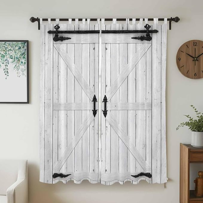 Farmhouse Wood Grain Living Room Curtains 84 Inch Length, Window Curtains Tab - Image 2