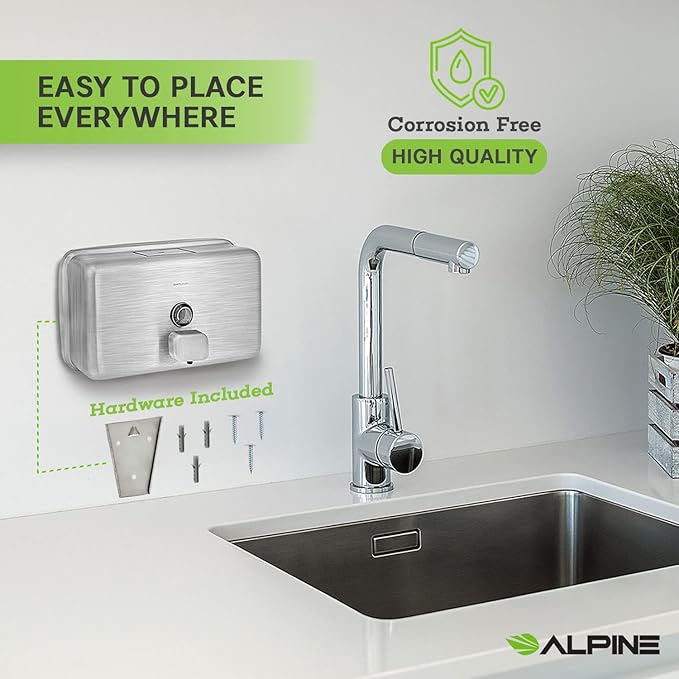 Alpine Wall Mounted Stainless Steel Liquid Soap Dispenser