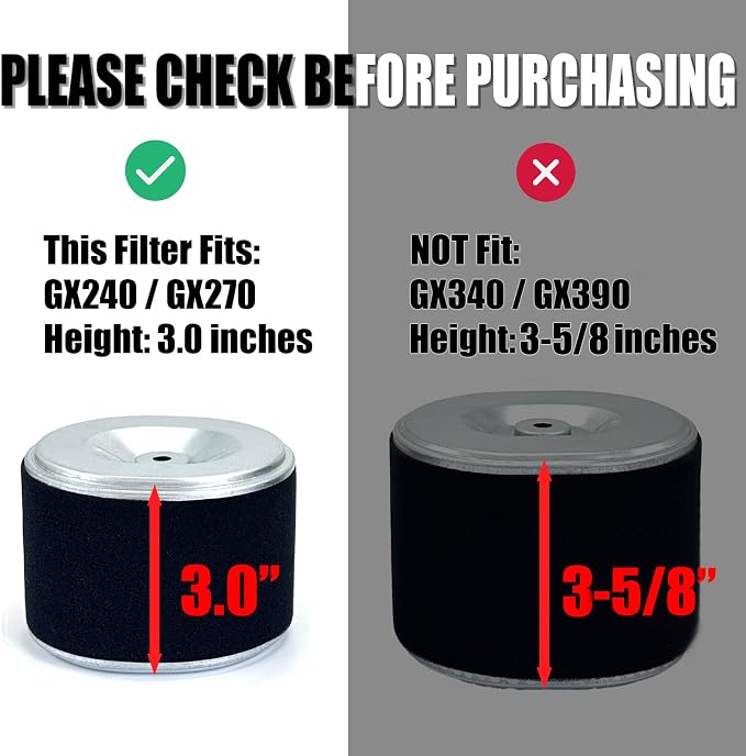 4 PACKS Air Filter for Honda GX270 9HP GX240 8HP Engines Air Cleaner – Upgraded - Image 5