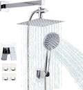 Shower Head 8'' High Pressure Rainfall, Handheld Shower Combo with 11'' Extension Arm, 5 Spray, Anti-leak Luxury Premium Quality, Shower Head with Handheld Spray Combo, Polished Chrome