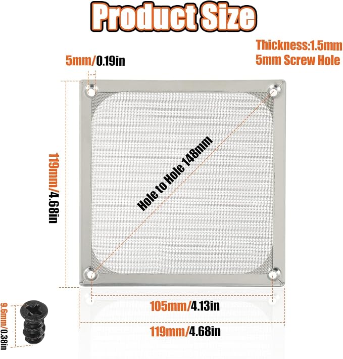4Pack 120 x 120mm Computer Fan Filter Grills Dust Mesh Magnetic Frame PC Case - Image 2