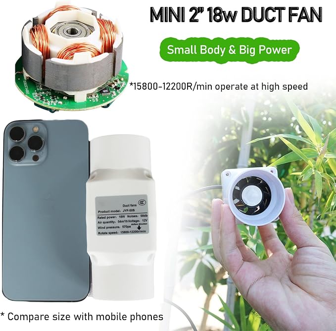 Air Circulation Duct Fan 2 Inch 50Mm Inline Extractor 32Cfm Fan Air Diffuser - Image 3