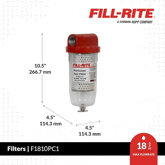 Fill-Rite F1810PC1 1" 18 GPM 10 Micron Particulate Fuel Filter - Image 2