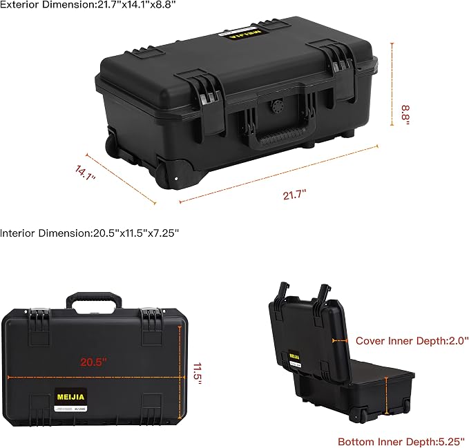 MEIJIA Premium Waterproof Hard Compact Rolling Camera Case - Image 4