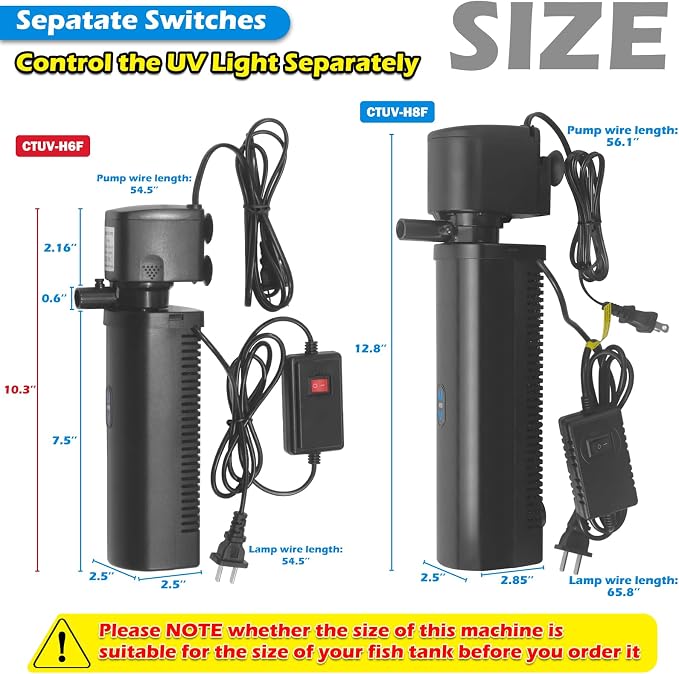 TARARIUM Aquarium Filter U-V for 20-75 Gallon, 200GPH Fish Tank Filter w/ 5W - Image 6