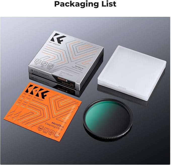 K&F CONCEPT 77mm Black Diffusion 1/4 Filter Mist Cinematic Effect Filter - Image 7