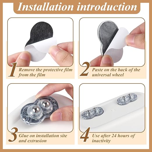 Leumoi 16 Pcs Self Adhesive Caster Dual Wheels, Appliance Rollers - Image 4