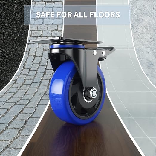 5 Inch Caster Wheels with Safety Dual Locking, Heavy Duty Casters Set of 4 - Image 3
