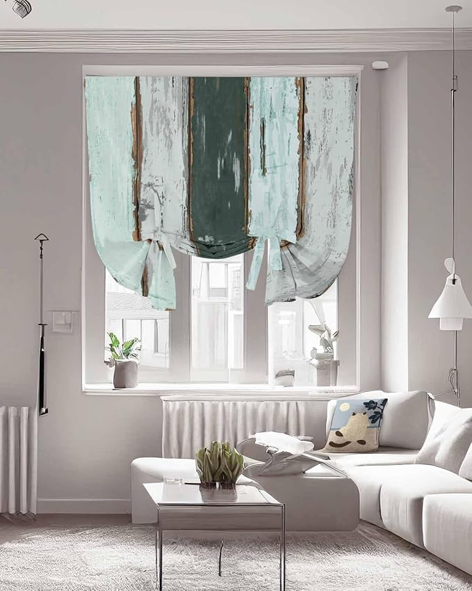 Tie Up Curtains for Windows, Vintage Wooden Retro Art Farmhouse Barns - Image 3