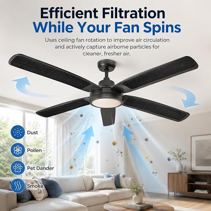 Ceiling Fan Blade Filters 20 Pack, Activated Carbon Air Purifier Pads, - Image 3