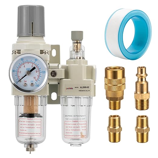 Air Pressure Regulator with Pressure Gauge, Water Separator by LNCHKA