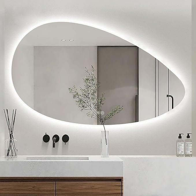 JSLJDM 500X500 mm Illuminated Backlit LED Bathroom Mirror, Wall Mounted by JSLJDM