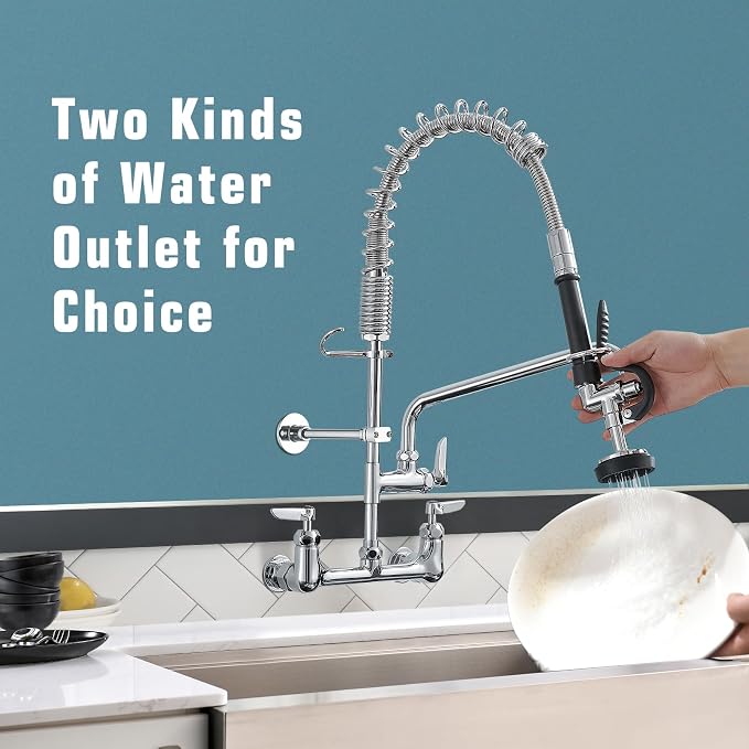 Fapully Commercial Kitchen Faucet, Wall Mount Kitchen Sink Faucet - Image 5