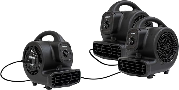 XPOWER P-80A Mini Mighty 138 W 600 CFM Centrifugal Air Mover, Carpet Dryer - Image 6