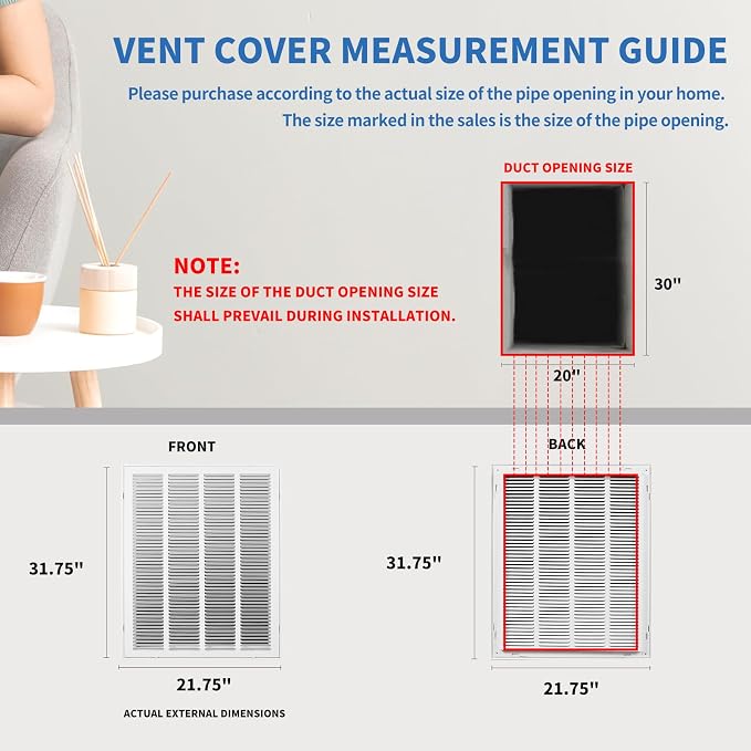 20x30 Return Air Grille, Return Air Vent Cover - Image 4