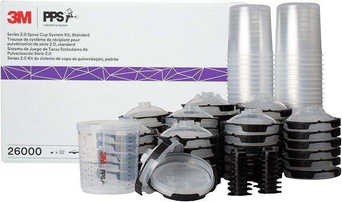 3M 26000 PPS 2.0 Spray Gun Cup, Lids and Liners Kit, 200-Micron Filter by 3MAutomotive