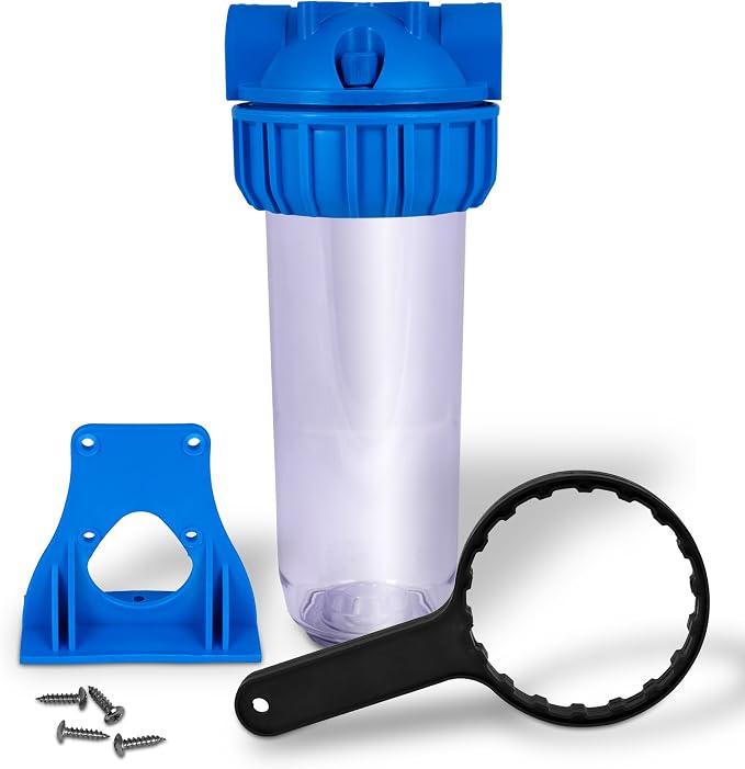 10 inch Transparent Standard Water Filter Housing, Presser Relief Button by Ronaqua