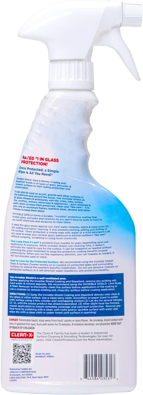Invisible Shield Glass Shower Coating Spray for Showers, Mirrors, Windows, Wall Tile Against Soap Scum, Hard Water Minerals and Grime with Long Lasting Protection (2 Pack) 16 oz