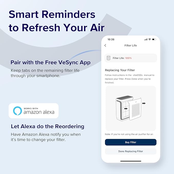 LEVOIT Genuine Vital 200S-P Air Purifier Smoke Remover Replacement Filter - Image 5