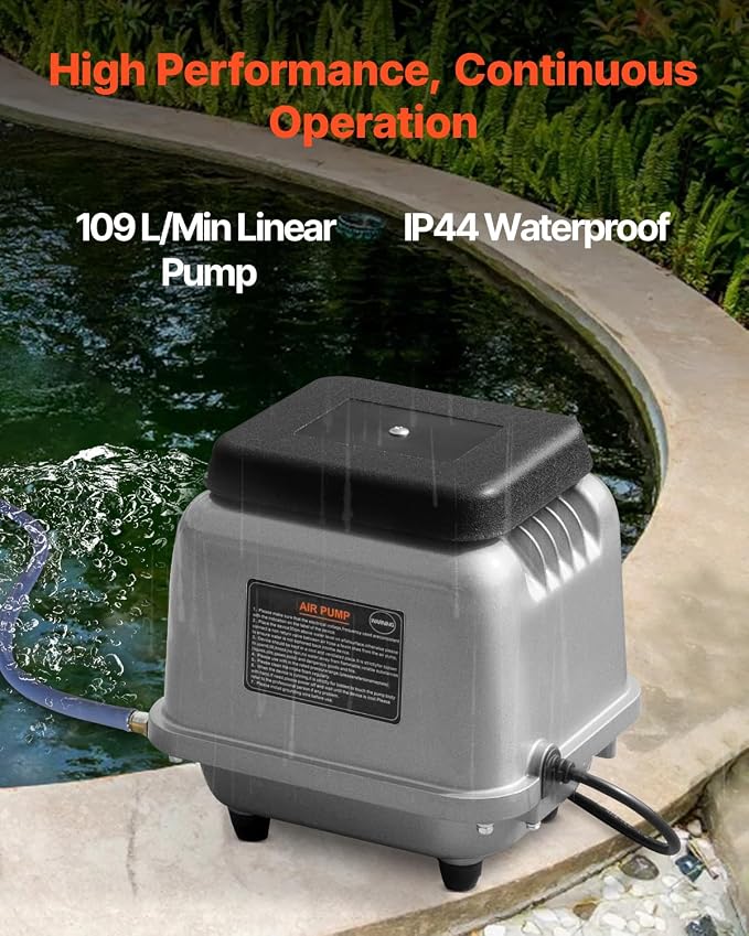 VEVOR Linear Air Pump, 109L/Min Air Flow Septic Aerator Pump, Oil-Free & Quiet - Image 2