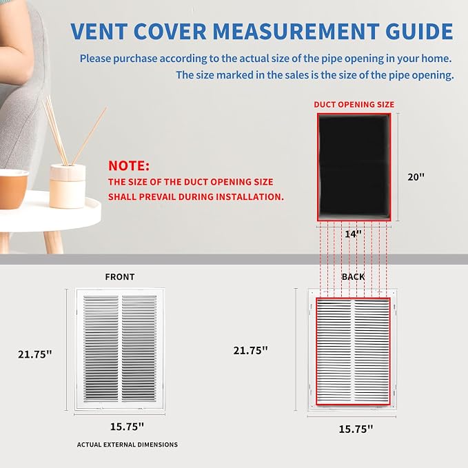 14x20 Return Air Grille, Return Air Vent Cover - Image 4