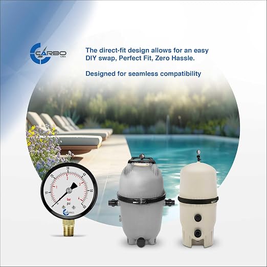 Water Pressure Gauge for Swimming Pool Filter, Gas – 60psi Plumbing Clean Filter - Image 3