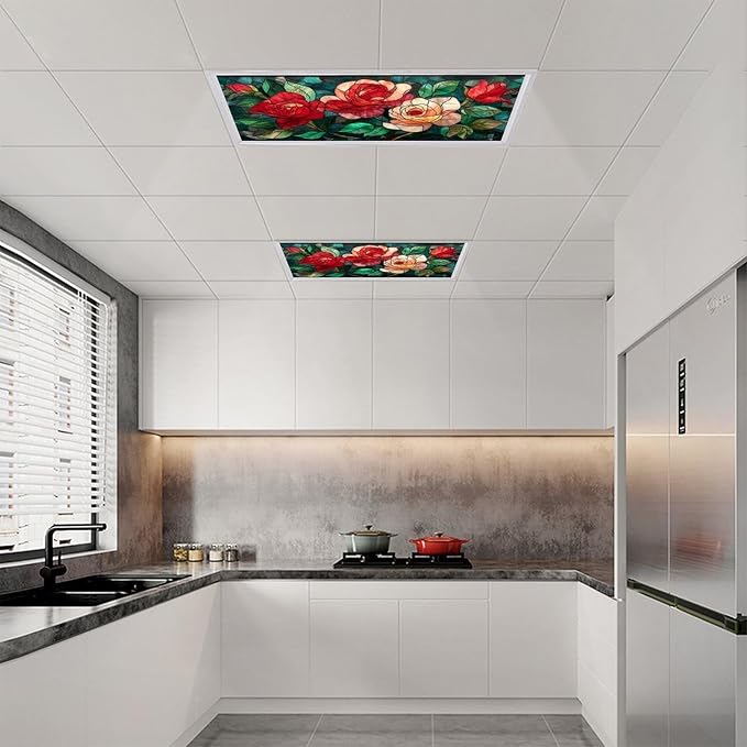 2PCS Stained Glass Rose Magnetic Fluorescent Light Covers - Image 6