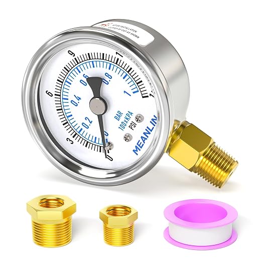 MEANLIN MEASURE 0~15Psi Dry Low Pressure Gauge Stainless Steel 1/4" NPT 2" FACE by MEANLINMEASURE