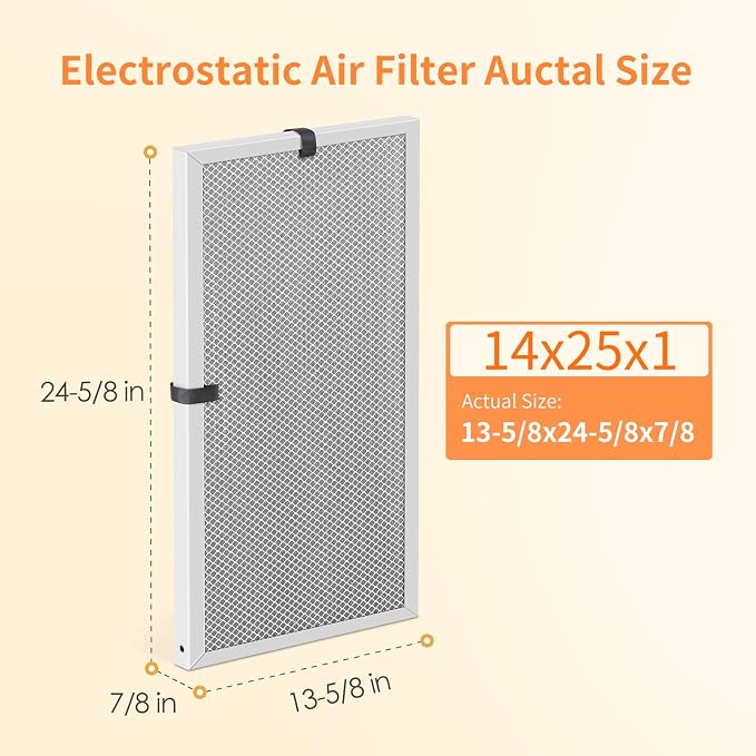 2-Pack 14x25x1 MERV 8 Reusable & Washable Electrostatic Air Filters - Image 2