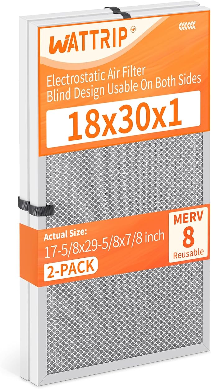 2-Pack 18x30x1 MERV 8 Reusable & Washable Electrostatic Air Filters by BreatheSmartLiveClean