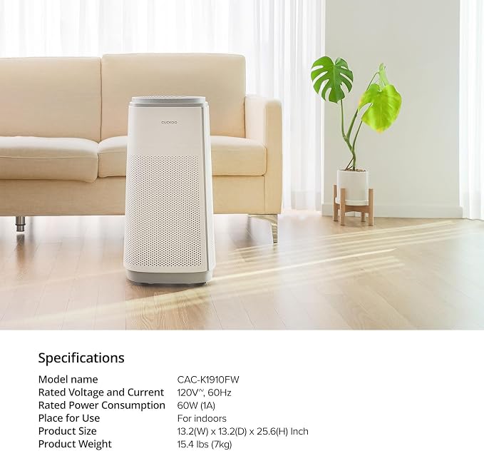 CUCKOO True HEPA Air Purifier for Large Room Up to 2, 256 sq. ft., Advanced - Image 8