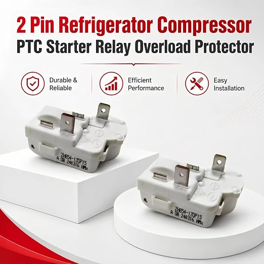 2-Pack 2-Pin Refrigerator PTC Starter Relay Overload Protector | Fits - Image 6