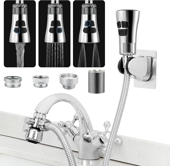 CECEFIN Kitchen Faucet Hose Attachment, 4-Mode ON/Off Sink Sprayer Head by CECEFIN