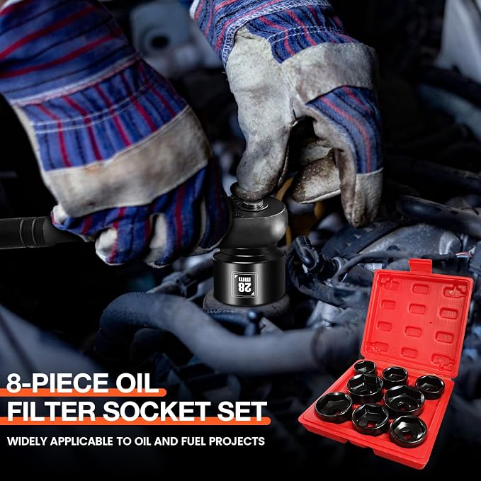 BLACKROBOT 8 Pieces 3/8” Drive Low Profile Oil Filter Socket Set, Metric Size - Image 7