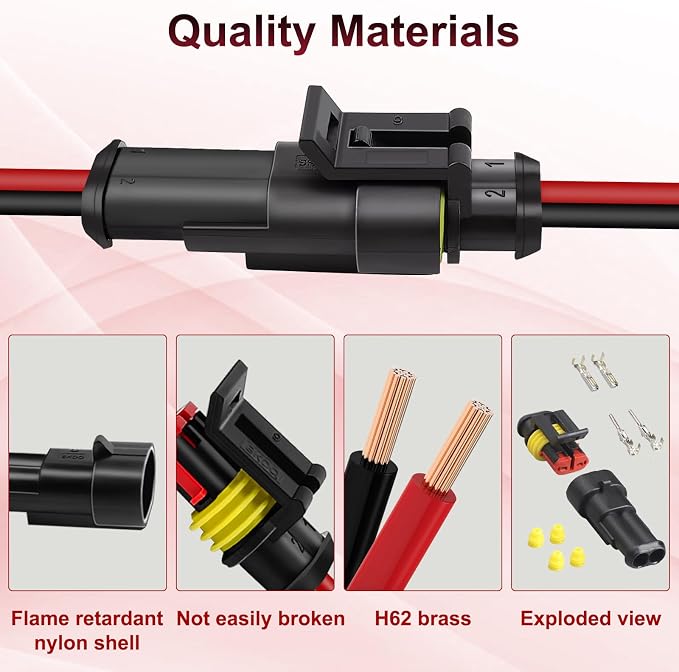 20Pcs Car Waterproof Electrical Connector, 2 Pin Connector, 16 AWG 2 Wire - Image 6