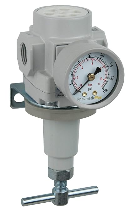 PneumaticPlus SAR400T-N04BG Compressed Air Regulator 1/2" NPT, Gauge & Bracket by PneumaticPlus