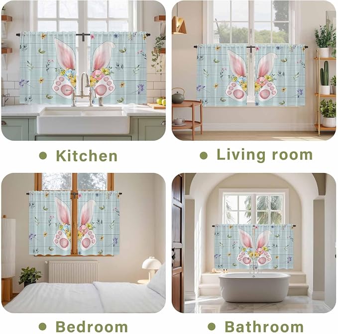 Easter Kitchen Curtains 54 Inch Long 2 Panel Set, Rod Pocket Window Curtains - Image 8