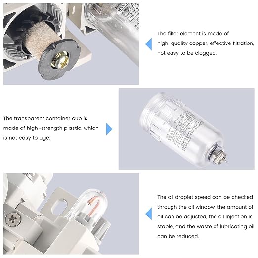 1/4 Inch NPT Compressed Air Filter Air Pressure Regulator Water-Oil Separator - Image 5