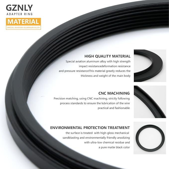 40.5mm to 58mm Step Up Ring Filter Adapter Black Metal Step up Adapter Rings - Image 3