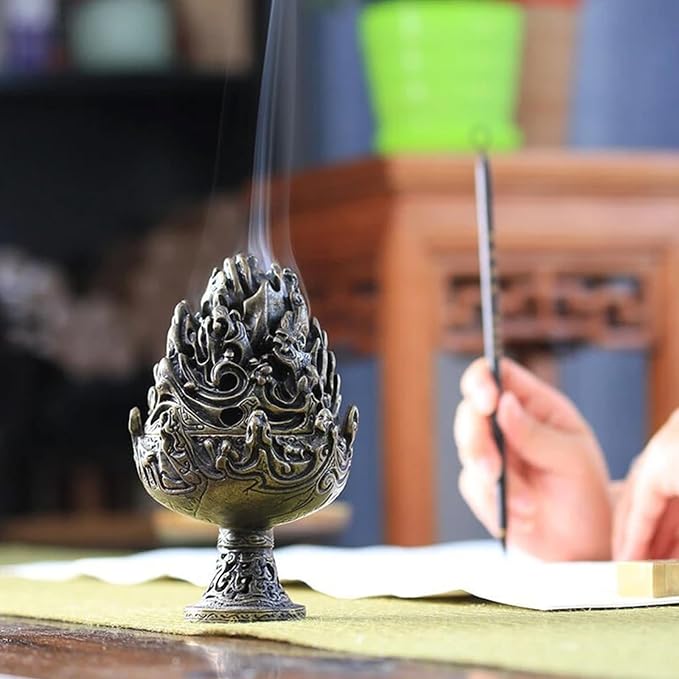 3 PCS Mini Brass Lotus Incense Holder, Small Flower Vintage Cone Incense Burner - Image 3